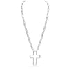 925 Sterling Silver Faith Hope Cross Paperclip Link Chain Pendant Necklace for Women Teen
