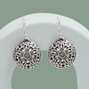925 Sterling Silver Antique Round Shape Handmade Retro Bali Design French Wire Hook Drop Dangle Earrings for Women