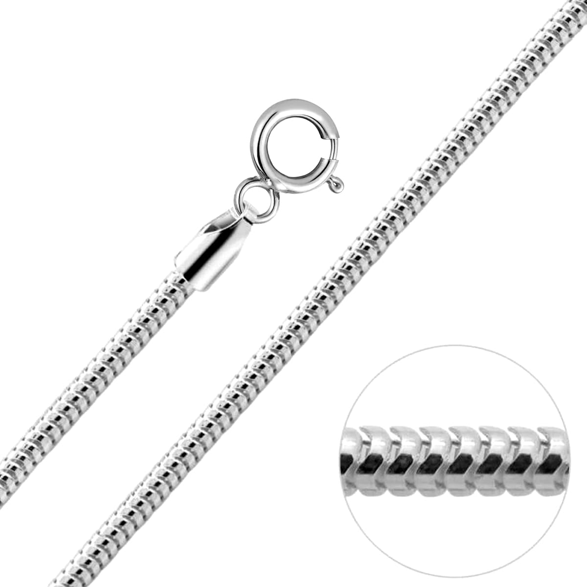 925 Sterling Silver 2 MM Magic 8 Sided Italian Snake Chain Necklace for Men and Women