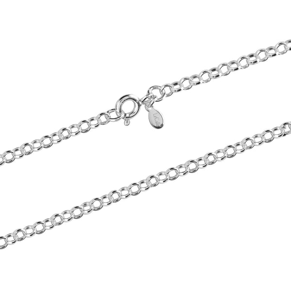 925 Sterling Silver Italian Rolo Belcher Link Chain Necklace for Men and Women 3 MM