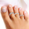 925 Sterling Silver Toe Rings Lightweight Cute Flower Heart Band Ring Open Adjustable Foot Toe Ring for Women 3 Pcs