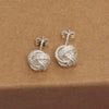 925 Sterling Silver Diamond-Cut Love-Knot Stud Earrings for Women 9 MM