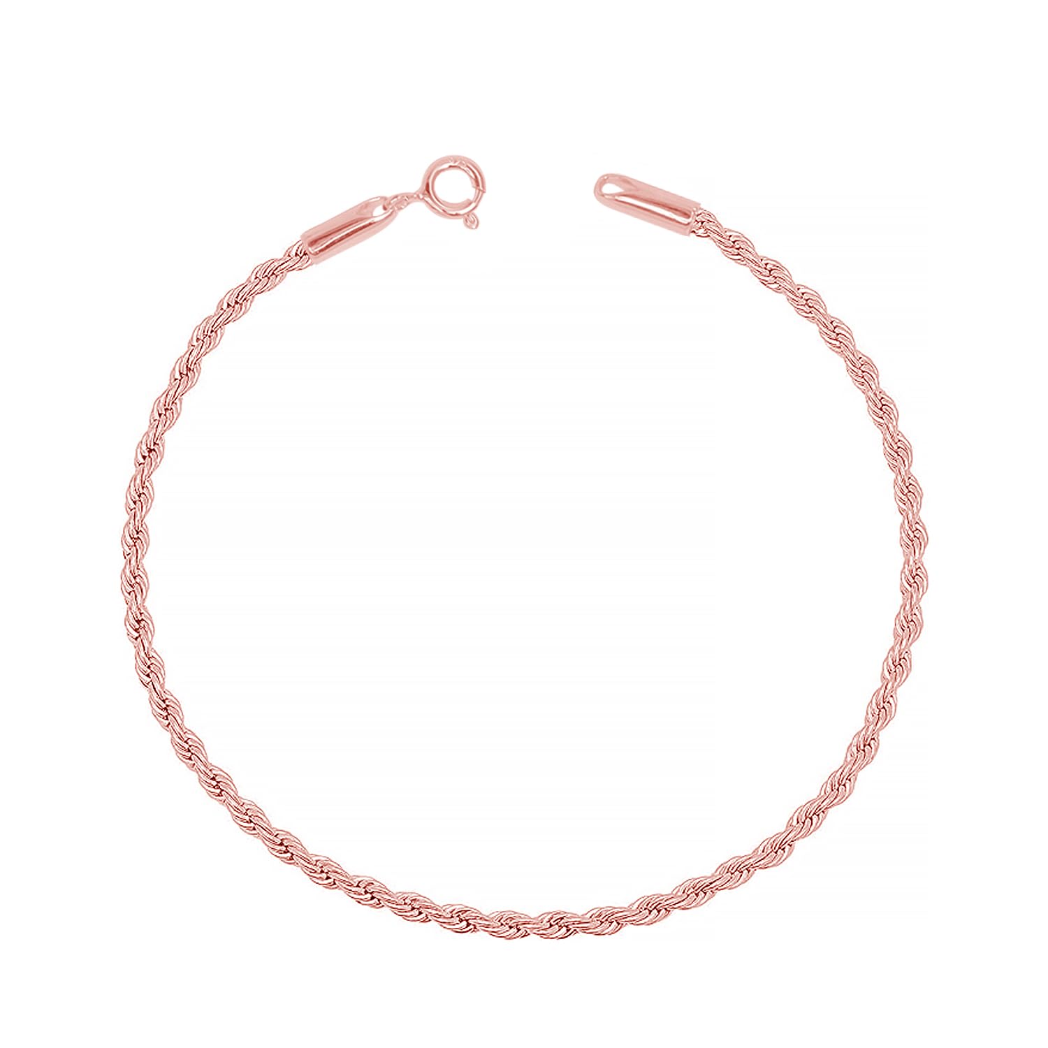 925 Sterling Silver Lightweight 1.8mm Diamond-Cut Braided Rope Chain Anklets for Women (SINGLE ANKLET)