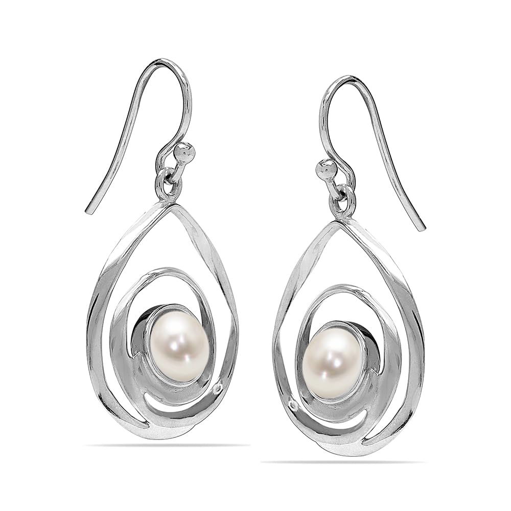 925 Sterling Silver Gold Plated Freshwater Pearl Drop Dangling Earring for Women and Teen