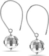 925 Sterling Silver Threader Wire Hammered Mirror Ball Disco Ball Drop Dangle Earring for Women