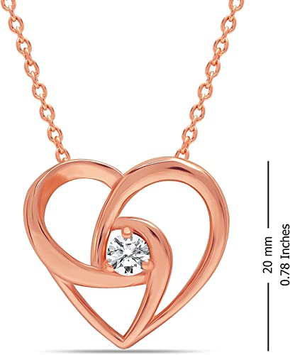 925 Sterling Silver Rose Gold Plated Irish Celtic Knot Cubic Zirconia Heart Pendant Necklace for Women Teen