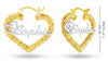 Personalised 925 Sterling Silver Name Heart Bamboo Hoop Earrings for Teen Women