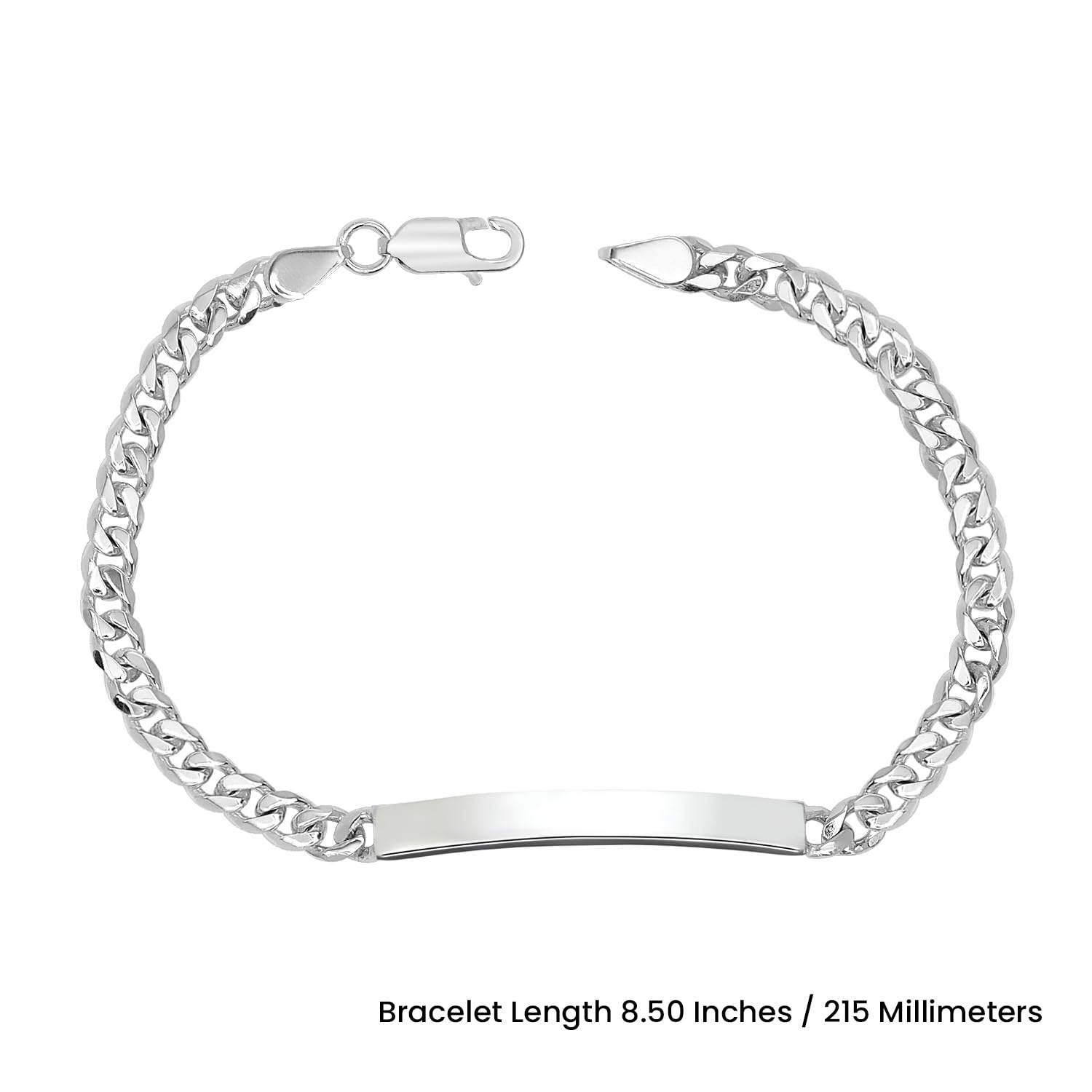 925 Sterling Silver Fancy Curb Chain ID Bracelet for Men