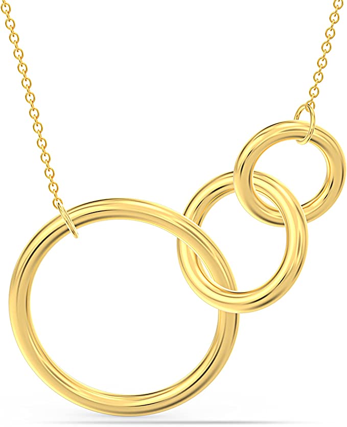 925 Sterling Silver Interlocking Infinity 14K Gold-Plated Circle of Life Necklace for Women Teen