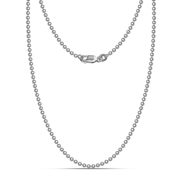 925 Sterling Silver Italian Ball-Chain Necklace for Women 0.3 CM