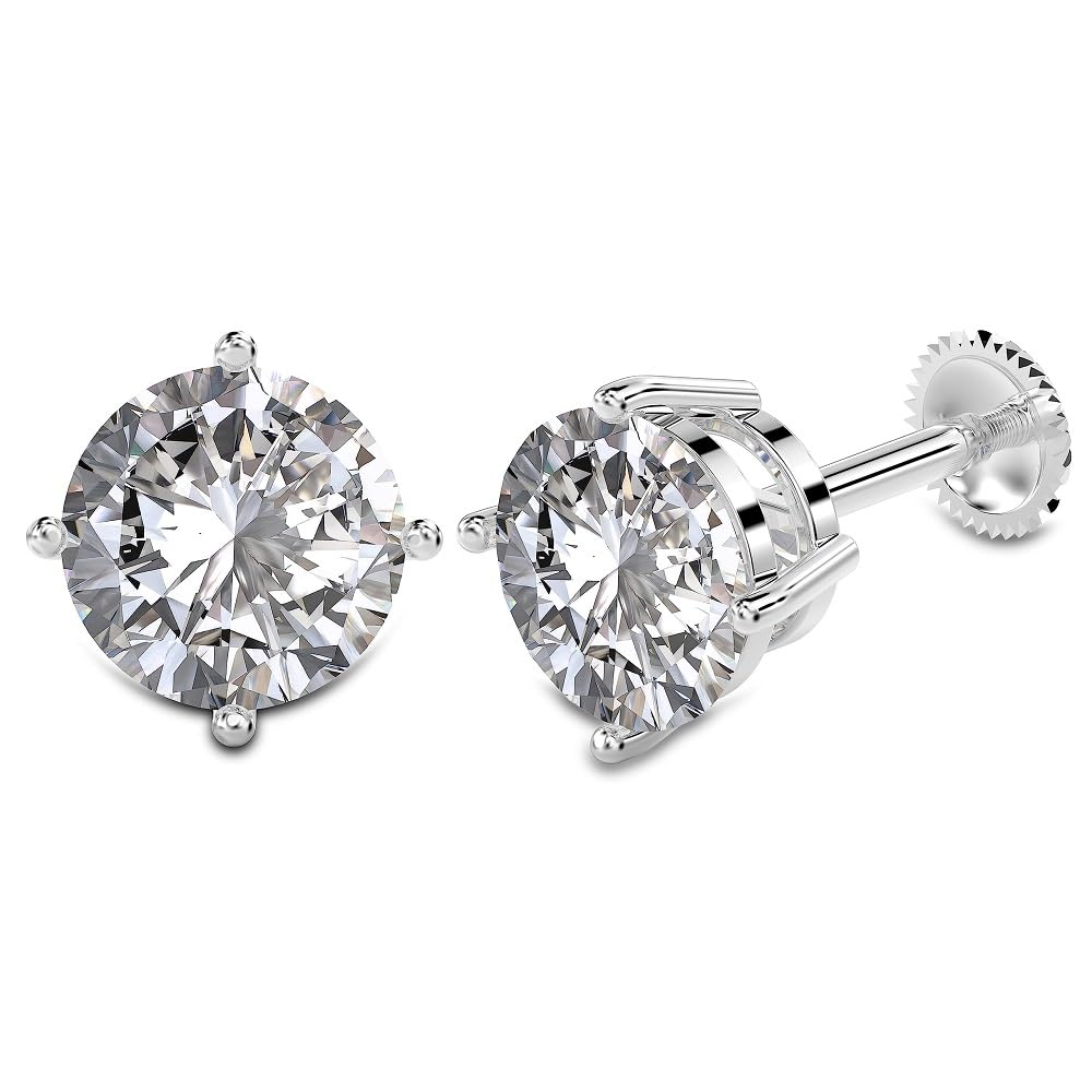 925 Sterling Silver Cubic Zirconia Small Stud Earrings for Women and Girls 8MM