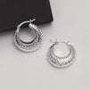 925 Sterling Silver Chunky Round Textured Click-Top Hoop Earrings for Women