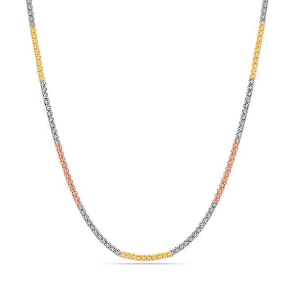 925 Sterling Silver Italian Tricolor Plated Diamond-Cut Bismark Chain Necklace for Women Teen