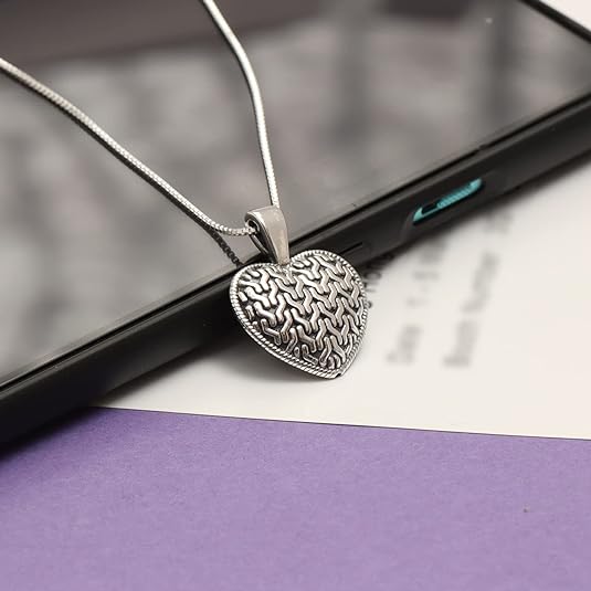 925 Sterling Silver Heart Pendant Necklace for Women Teen Girl