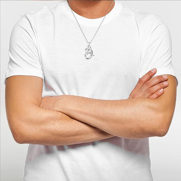 925 Sterling Silver Om Pendant Necklace for Men