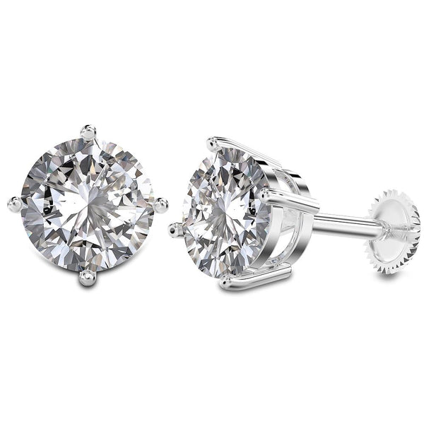 925 Sterling Silver Cubic Zirconia Small Stud Earrings for Women and Girls 8MM