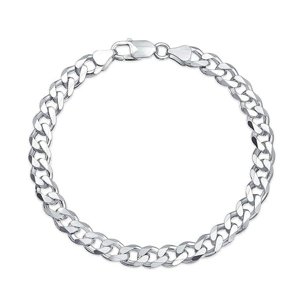 925 Sterling Silver Curb Chain Bracelet for Men
