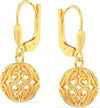 925 Sterling Silver Heart Theme Filigree Ball Leverback Dangle Earrings for Teen Women