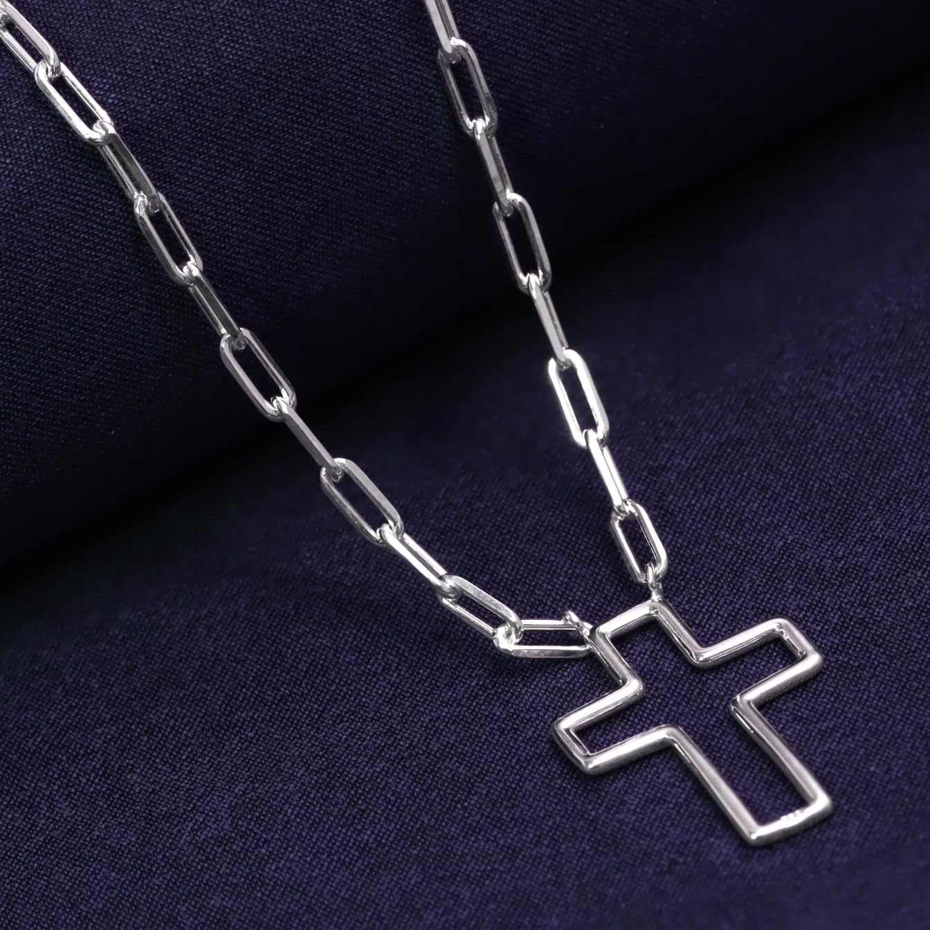 925 Sterling Silver Faith Hope Cross Paperclip Link Chain Pendant Necklace for Women Teen