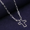 925 Sterling Silver Faith Hope Cross Paperclip Link Chain Pendant Necklace for Women Teen