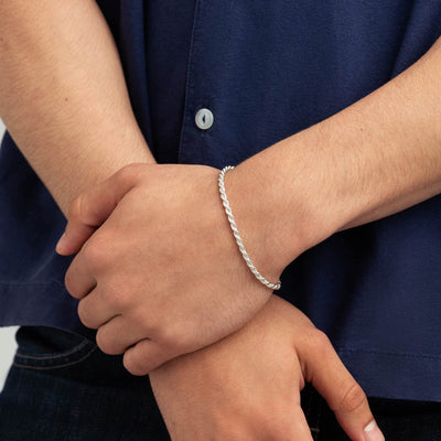 925 Sterling Silver Rope Chain Bracelet for Women and Men