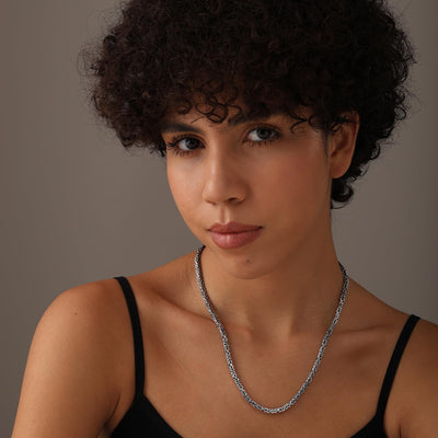 925 Sterling Silver Italian Square Handmade Classic Antique Byzantine Link Chain Necklace for Men and Women