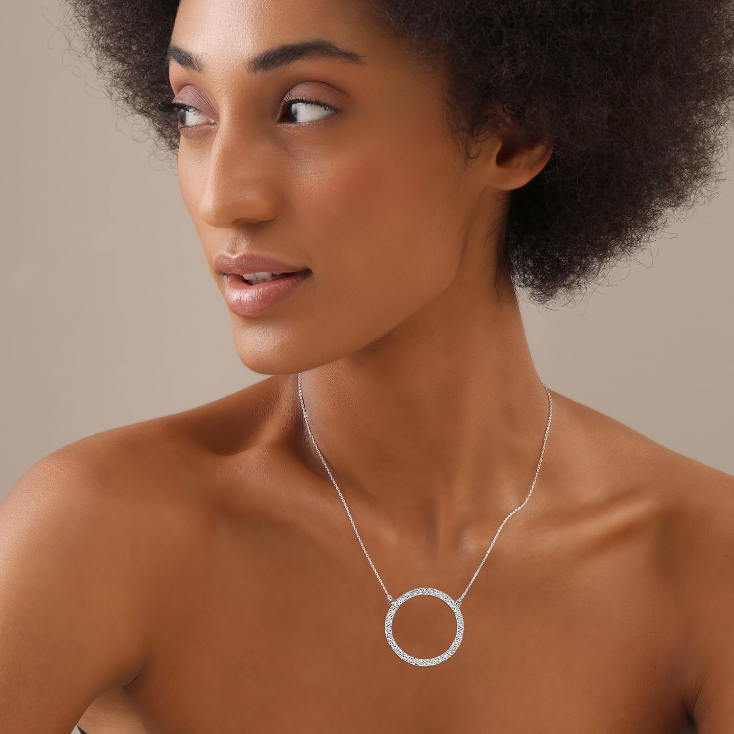 925 Sterling Silver Open Karma Circle Pendant Necklace for Women and Teen