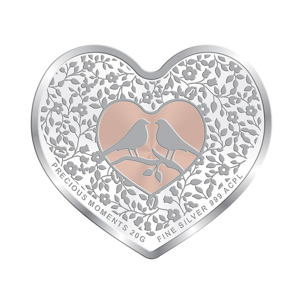 BIS Hallmarked Heart Shape Wedding Anniversary Silver Coin 20GM 999 Pure