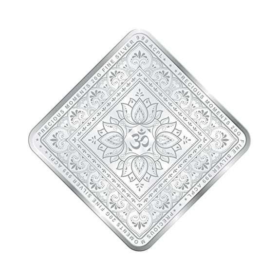 BIS Hallmarked Laxmi Ganesh Diamond Shape Design 999 Pure Silver Coin Akshay Tritiya