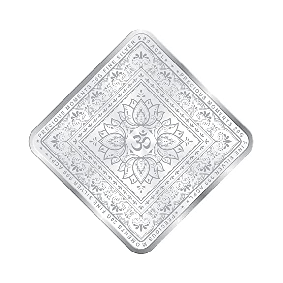 BIS Hallmarked Laxmi Ganesh Diamond Shape Design 999 Pure Silver Coin