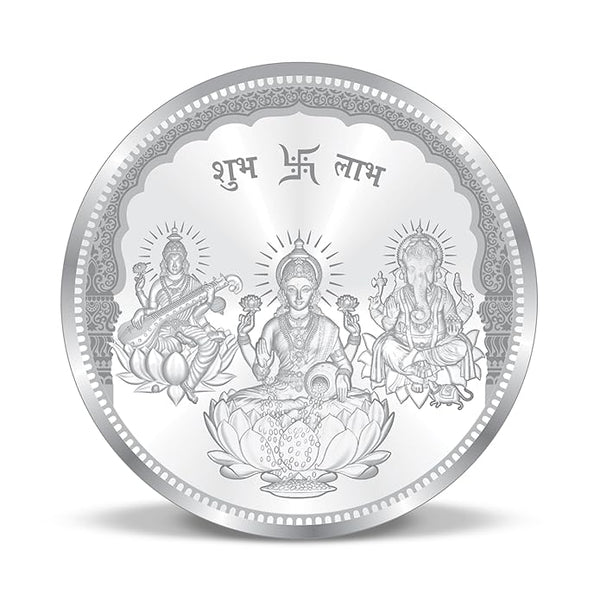BIS Hallmarked Laxmi Ganesha & Saraswati 999 Pure Silver Coin