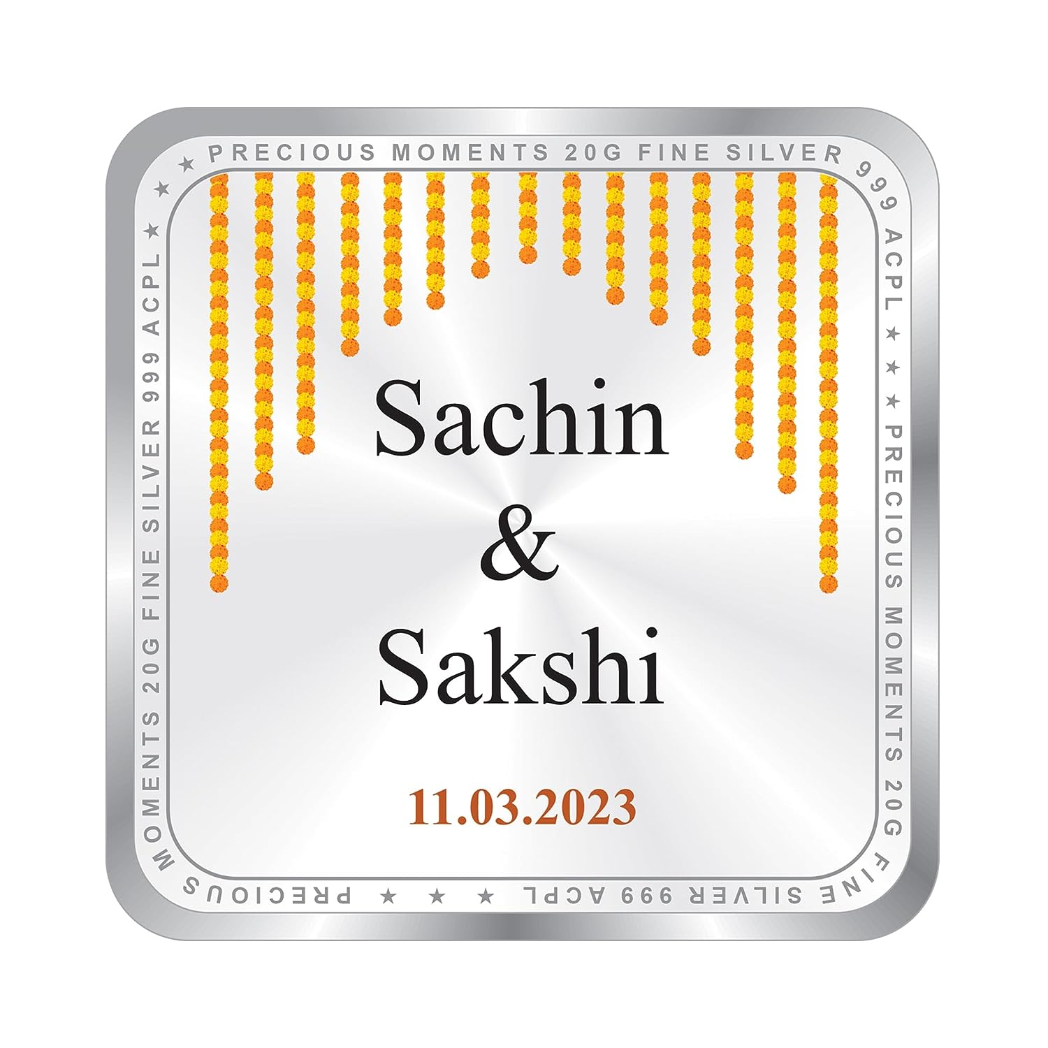 Precious Moments Buy Personalised Silver Square Coin for Newly