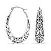 925 Sterling Silver Oval Filigree Click-Top Hoop Earrings for Women