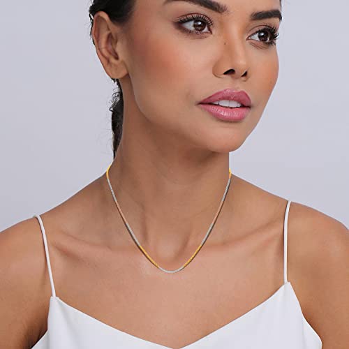 925 Sterling Silver Italian Tricolor Plated Popcorn Chain Necklace for Women Teens