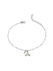 Fish Tail Minimal Charm Anklet in Silver
