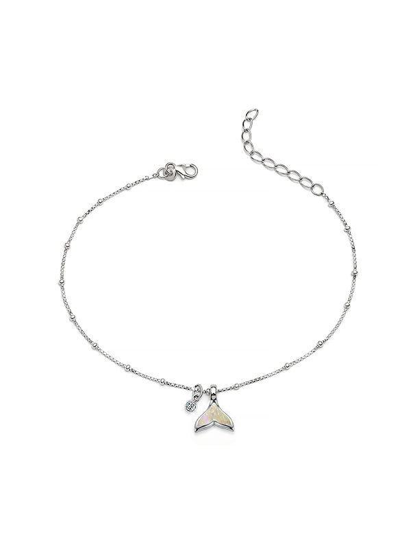 Fish Tail Minimal Charm Anklet in Silver
