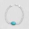 925 Sterling Silver Fancy Curb Chain Turquoise Stone Salman Khan Bracelet for Men and Boys