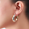 925 Sterling Silver Three Tone Hoop Earrings for Teen Women