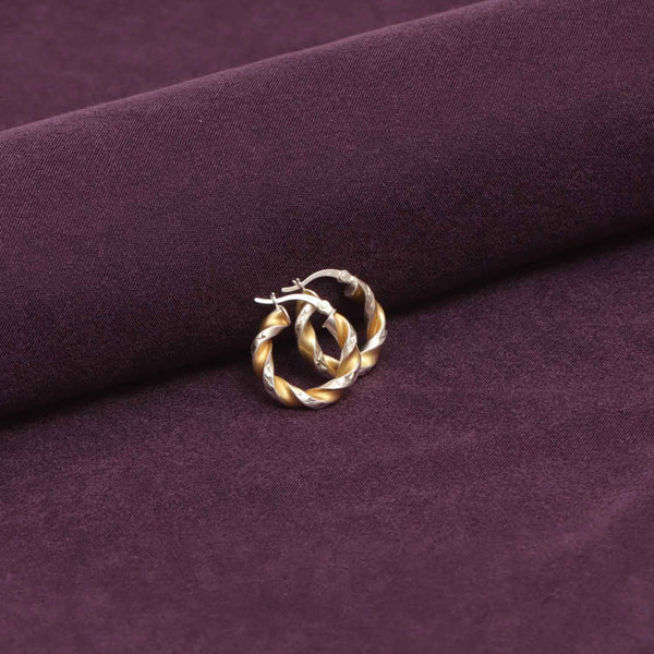 925 Sterling Silver 14K Gold Plated Three Tone Light Weight Italian Design Hoop Earrings for Women Girls