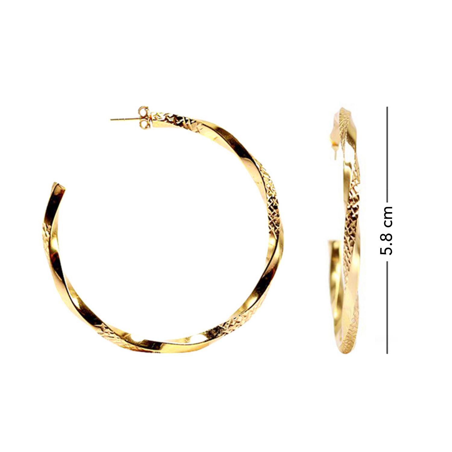 925 Sterling Silver Yellow Gold Plated Twisted Hoop Earrings for Women