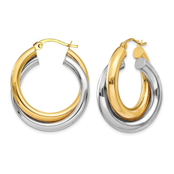 925 Sterling Silver Intertwining Round Tube Hoop Earrings for Women 28 MM