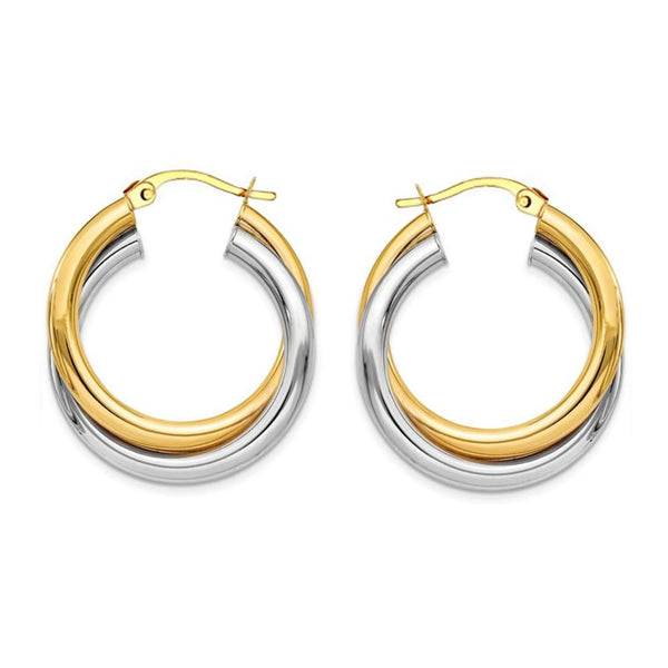 925 Sterling Silver Intertwining Round Tube Hoop Earrings for Women 28 MM