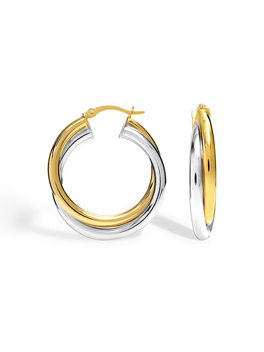 Entwined Tube Two-Tone Hoops