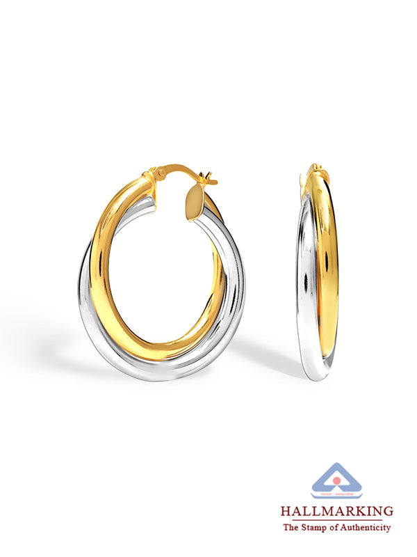 Entwined Tube Two-Tone Hoops