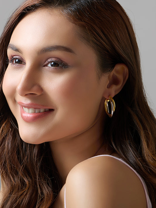 Entwined Tube Two-Tone Hoops