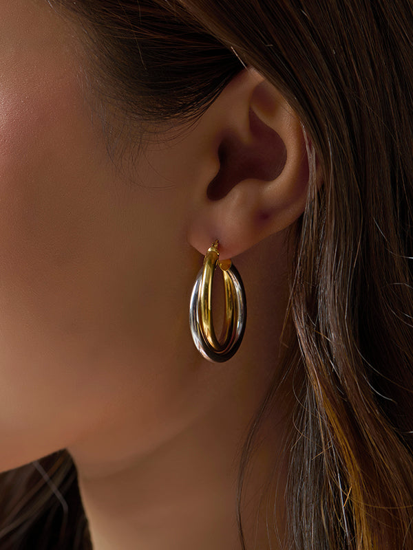 Entwined Tube Two-Tone Hoops
