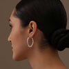 925 Sterling Silver Texture Hoop Earrings for Women 35 MM