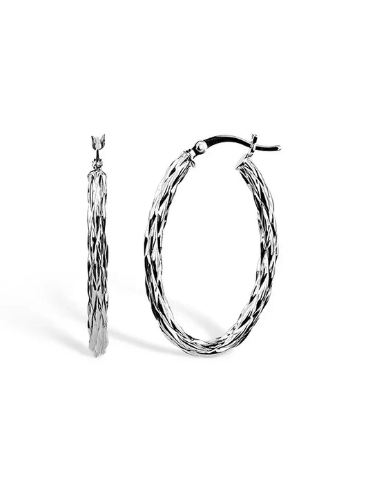 Textured Rhodium Half Hoops