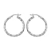 925 Sterling Silver Texture Hoop Earrings for Women 30 MM