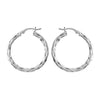 925 Sterling Silver Texture Hoop Earrings for Women 30 MM